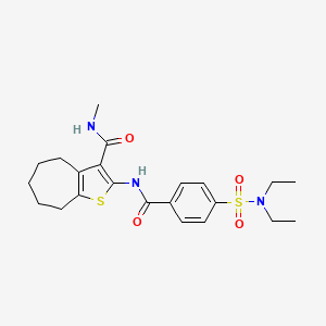 molecular formula C22H29N3O4S2 B2992276 2-(4-(N,N-diethylsulfamoyl)benzamido)-N-methyl-5,6,7,8-tetrahydro-4H-cyclohepta[b]thiophene-3-carboxamide CAS No. 893123-59-6