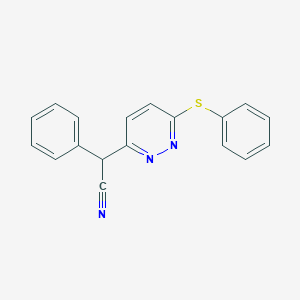 molecular formula C18H13N3S B2992278 2-Phenyl-2-[6-(phenylsulfanyl)-3-pyridazinyl]acetonitrile CAS No. 209412-02-2