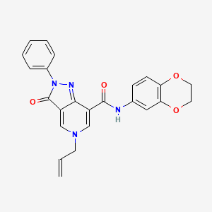 molecular formula C24H20N4O4 B2992279 5-allyl-N-(2,3-dihydro-1,4-benzodioxin-6-yl)-3-oxo-2-phenyl-3,5-dihydro-2H-pyrazolo[4,3-c]pyridine-7-carboxamide CAS No. 921781-62-6