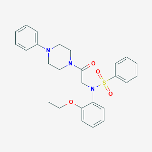 molecular formula C26H29N3O4S B299228 N-(2-ethoxyphenyl)-N-[2-oxo-2-(4-phenylpiperazin-1-yl)ethyl]benzenesulfonamide 