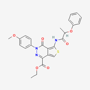 molecular formula C25H23N3O6S B2992281 3-(4-甲氧基苯基)-4-氧代-5-(2-苯氧基丙酰氨基)噻吩并[3,4-d]哒嗪-1-羧酸乙酯 CAS No. 851952-32-4