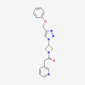 molecular formula C19H19N5O2 B2992282 1-(3-(4-(phenoxymethyl)-1H-1,2,3-triazol-1-yl)azetidin-1-yl)-2-(pyridin-3-yl)ethanone CAS No. 2034592-32-8