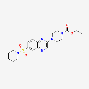 molecular formula C20H27N5O4S B2992284 Ethyl 4-(6-(piperidin-1-ylsulfonyl)quinoxalin-2-yl)piperazine-1-carboxylate CAS No. 1019176-97-6