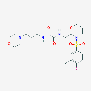 molecular formula C21H31FN4O6S B2992298 N1-((3-((4-fluoro-3-methylphenyl)sulfonyl)-1,3-oxazinan-2-yl)methyl)-N2-(3-morpholinopropyl)oxalamide CAS No. 872724-78-2