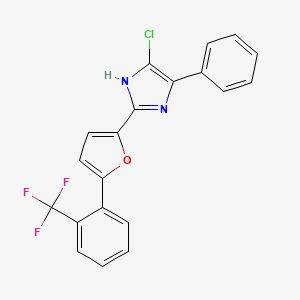 molecular formula C20H12ClF3N2O B2992301 5-氯-4-苯基-2-[5-[2-(三氟甲基)苯基]呋喃-2-基]-1H-咪唑 CAS No. 1935723-31-1