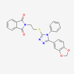 molecular formula C25H18N4O4S B2992306 2-(2-((5-(苯并[d][1,3]二氧杂环-5-基)-4-苯基-4H-1,2,4-三唑-3-基)硫代)乙基)异吲哚啉-1,3-二酮 CAS No. 326881-92-9