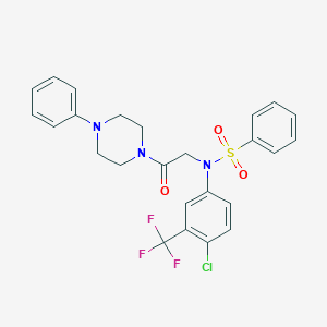 molecular formula C25H23ClF3N3O3S B299232 N-[4-chloro-3-(trifluoromethyl)phenyl]-N-[2-oxo-2-(4-phenylpiperazin-1-yl)ethyl]benzenesulfonamide 