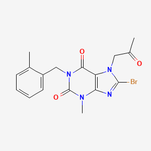 molecular formula C17H17BrN4O3 B2992367 8-bromo-3-methyl-1-[(2-methylphenyl)methyl]-7-(2-oxopropyl)-2,3,6,7-tetrahydro-1H-purine-2,6-dione CAS No. 1311734-75-4