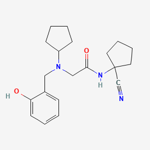 molecular formula C20H27N3O2 B2992372 N-(1-cyanocyclopentyl)-2-{cyclopentyl[(2-hydroxyphenyl)methyl]amino}acetamide CAS No. 1333620-07-7