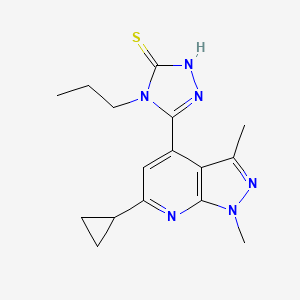 molecular formula C16H20N6S B2992374 5-(6-cyclopropyl-1,3-dimethyl-1H-pyrazolo[3,4-b]pyridin-4-yl)-4-propyl-4H-1,2,4-triazole-3-thiol CAS No. 937598-30-6