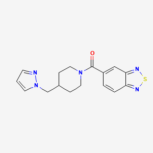 molecular formula C16H17N5OS B2992386 (4-((1H-pyrazol-1-yl)methyl)piperidin-1-yl)(benzo[c][1,2,5]thiadiazol-5-yl)methanone CAS No. 1286719-80-9