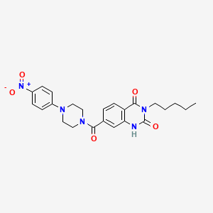 molecular formula C24H27N5O5 B2992411 7-(4-(4-nitrophenyl)piperazine-1-carbonyl)-3-pentylquinazoline-2,4(1H,3H)-dione CAS No. 892267-16-2
