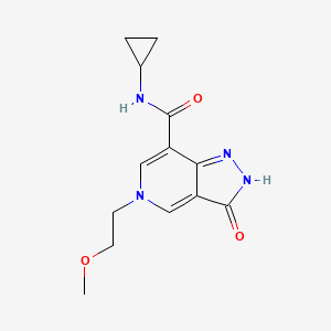 molecular formula C13H16N4O3 B2992423 N-cyclopropyl-5-(2-methoxyethyl)-3-oxo-3,5-dihydro-2H-pyrazolo[4,3-c]pyridine-7-carboxamide CAS No. 1219842-52-0