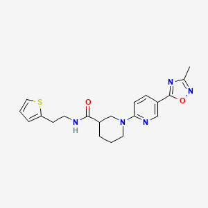 molecular formula C20H23N5O2S B2992426 1-(5-(3-methyl-1,2,4-oxadiazol-5-yl)pyridin-2-yl)-N-(2-(thiophen-2-yl)ethyl)piperidine-3-carboxamide CAS No. 1396864-19-9