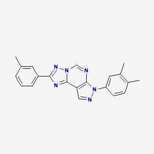 molecular formula C21H18N6 B2992433 7-(3,4-dimethylphenyl)-2-(m-tolyl)-7H-pyrazolo[4,3-e][1,2,4]triazolo[1,5-c]pyrimidine CAS No. 844835-48-9