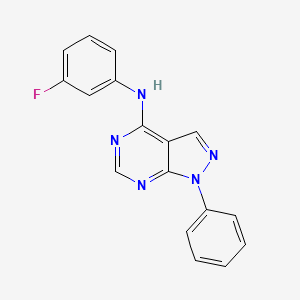 molecular formula C17H12FN5 B2992435 N-(3-fluorophenyl)-1-phenyl-1H-pyrazolo[3,4-d]pyrimidin-4-amine CAS No. 393820-10-5