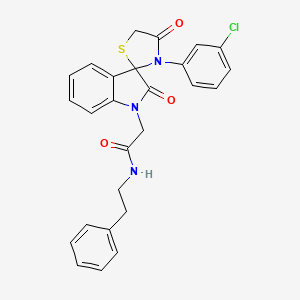molecular formula C26H22ClN3O3S B2992438 2-(3'-(3-氯苯基)-2,4'-二氧代螺[吲哚-3,2'-噻唑烷]-1-基)-N-苯乙基乙酰胺 CAS No. 894555-85-2