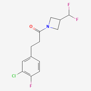 molecular formula C13H13ClF3NO B2992455 3-(3-Chloro-4-fluorophenyl)-1-(3-(difluoromethyl)azetidin-1-yl)propan-1-one CAS No. 2309705-81-3
