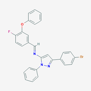molecular formula C28H19BrFN3O B299247 N-[3-(4-bromophenyl)-1-phenyl-1H-pyrazol-5-yl]-N-(4-fluoro-3-phenoxybenzylidene)amine 