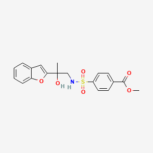 molecular formula C19H19NO6S B2992472 methyl 4-(N-(2-(benzofuran-2-yl)-2-hydroxypropyl)sulfamoyl)benzoate CAS No. 1903762-63-9