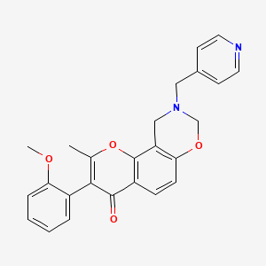 molecular formula C25H22N2O4 B2992480 3-(2-methoxyphenyl)-2-methyl-9-(pyridin-4-ylmethyl)-9,10-dihydrochromeno[8,7-e][1,3]oxazin-4(8H)-one CAS No. 929493-63-0