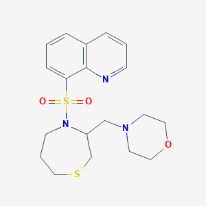 molecular formula C19H25N3O3S2 B2992486 4-((4-(Quinolin-8-ylsulfonyl)-1,4-thiazepan-3-yl)methyl)morpholine CAS No. 1428350-46-2