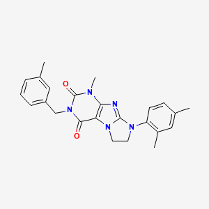 molecular formula C24H25N5O2 B2992487 8-(2,4-二甲苯基)-1-甲基-3-[(3-甲苯基)甲基]-1,3,5-三氢咪唑并[1,2-h]嘌呤-2,4-二酮 CAS No. 923369-86-2