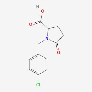 molecular formula C12H12ClNO3 B2992489 1-[(4-Chlorophenyl)methyl]-5-oxopyrrolidine-2-carboxylic acid CAS No. 116404-24-1