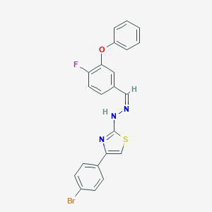 molecular formula C22H15BrFN3OS B299249 4-Fluoro-3-phenoxybenzaldehyde [4-(4-bromophenyl)-1,3-thiazol-2-yl]hydrazone 