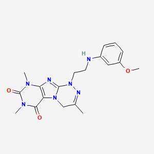 molecular formula C19H23N7O3 B2992508 1-(2-((3-methoxyphenyl)amino)ethyl)-3,7,9-trimethyl-7,9-dihydro-[1,2,4]triazino[3,4-f]purine-6,8(1H,4H)-dione CAS No. 923259-81-8