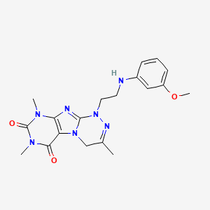 molecular formula C19H23N7O3 B2992508 1-(2-((3-甲氧苯基)氨基)乙基)-3,7,9-三甲基-7,9-二氢-[1,2,4]三嗪并[3,4-f]嘌呤-6,8(1H,4H)-二酮 CAS No. 923259-81-8