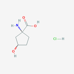 molecular formula C6H12ClNO3 B2992516 (1R,3S)-1-氨基-3-羟基环戊烷-1-羧酸;盐酸盐 CAS No. 2173999-60-3