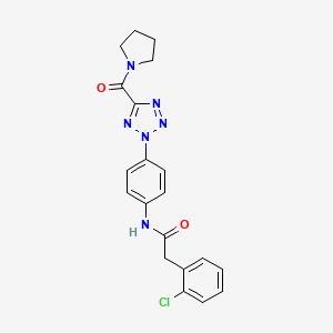 molecular formula C20H19ClN6O2 B2992524 2-(2-chlorophenyl)-N-(4-(5-(pyrrolidine-1-carbonyl)-2H-tetrazol-2-yl)phenyl)acetamide CAS No. 1396798-42-7