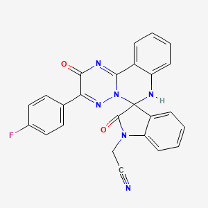 molecular formula C25H15FN6O2 B2992531 2-[3-(4-Fluorophenyl)-2,2'-dioxospiro[7H-[1,2,4]triazino[2,3-c]quinazoline-6,3'-indole]-1'-yl]acetonitrile CAS No. 2177169-24-1