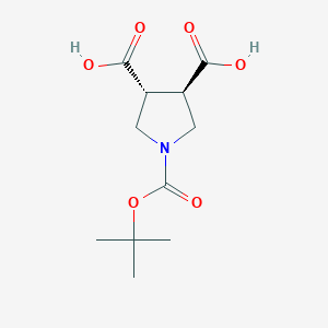 molecular formula C11H17NO6 B2992535 反式-1-(叔丁氧羰基)吡咯烷-3,4-二甲酸 CAS No. 1807916-65-9