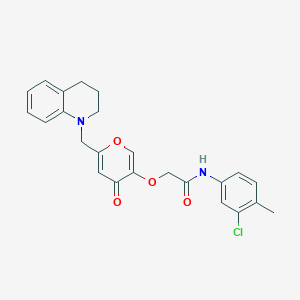 molecular formula C24H23ClN2O4 B2992543 N-(3-chloro-4-methylphenyl)-2-((6-((3,4-dihydroquinolin-1(2H)-yl)methyl)-4-oxo-4H-pyran-3-yl)oxy)acetamide CAS No. 898439-79-7