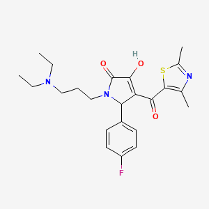 molecular formula C23H28FN3O3S B2992546 1-(3-(diethylamino)propyl)-4-(2,4-dimethylthiazole-5-carbonyl)-5-(4-fluorophenyl)-3-hydroxy-1H-pyrrol-2(5H)-one CAS No. 627887-58-5