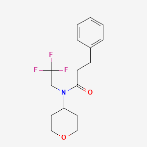 molecular formula C16H20F3NO2 B2992557 3-phenyl-N-(tetrahydro-2H-pyran-4-yl)-N-(2,2,2-trifluoroethyl)propanamide CAS No. 1396760-24-9