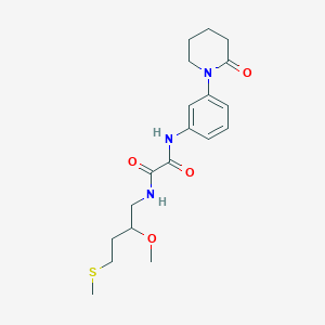 molecular formula C19H27N3O4S B2992558 N-(2-Methoxy-4-methylsulfanylbutyl)-N'-[3-(2-oxopiperidin-1-yl)phenyl]oxamide CAS No. 2380058-45-5