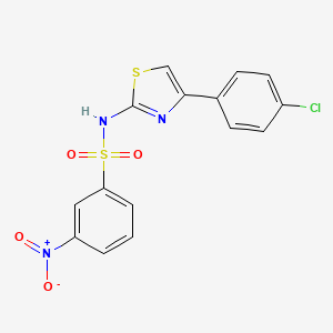 molecular formula C15H10ClN3O4S2 B2992560 N-[4-(4-Chlorophenyl)-1,3-thiazol-2-YL]-3-nitrobenzenesulfonamide CAS No. 477515-79-0