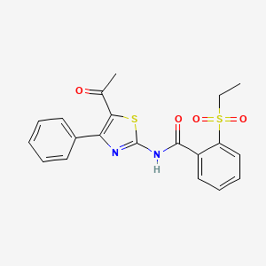 molecular formula C20H18N2O4S2 B2992569 N-(5-acetyl-4-phenylthiazol-2-yl)-2-(ethylsulfonyl)benzamide CAS No. 898433-89-1