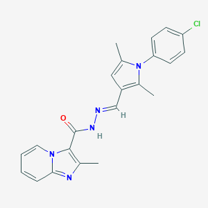 molecular formula C22H20ClN5O B299257 N'-{[1-(4-chlorophenyl)-2,5-dimethyl-1H-pyrrol-3-yl]methylene}-2-methylimidazo[1,2-a]pyridine-3-carbohydrazide 