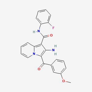molecular formula C23H18FN3O3 B2992571 2-氨基-N-(2-氟苯基)-3-(3-甲氧基苯甲酰)吲哚并[1,2-a]喹啉-1-甲酰胺 CAS No. 903283-24-9