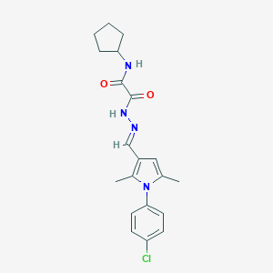 molecular formula C20H23ClN4O2 B299258 2-(2-{[1-(4-chlorophenyl)-2,5-dimethyl-1H-pyrrol-3-yl]methylene}hydrazino)-N-cyclopentyl-2-oxoacetamide 