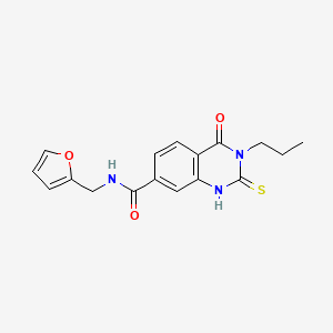molecular formula C17H17N3O3S B2992590 N-(呋喃-2-基甲基)-4-氧代-3-丙基-2-硫代亚甲基-1H-喹唑啉-7-甲酰胺 CAS No. 403727-74-2