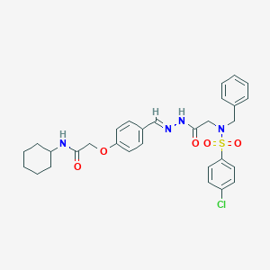 molecular formula C30H33ClN4O5S B299260 2-[benzyl-(4-chlorophenyl)sulfonylamino]-N-[(E)-[4-[2-(cyclohexylamino)-2-oxoethoxy]phenyl]methylideneamino]acetamide 