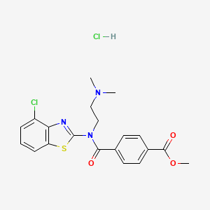 molecular formula C20H21Cl2N3O3S B2992600 Methyl 4-((4-chlorobenzo[d]thiazol-2-yl)(2-(dimethylamino)ethyl)carbamoyl)benzoate hydrochloride CAS No. 1052531-27-7