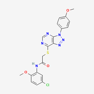 molecular formula C20H17ClN6O3S B2992609 N-(5-氯-2-甲氧基苯基)-2-((3-(4-甲氧基苯基)-3H-[1,2,3]三唑并[4,5-d]嘧啶-7-基)硫代)乙酰胺 CAS No. 863500-38-3