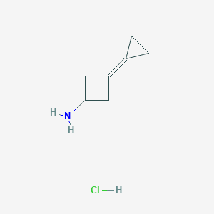 molecular formula C7H12ClN B2992613 3-Cyclopropylidenecyclobutan-1-amine;hydrochloride CAS No. 2377034-70-1