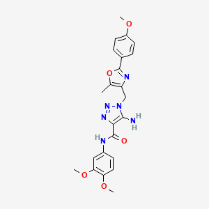 molecular formula C23H24N6O5 B2992614 5-amino-N-(3,4-dimethoxyphenyl)-1-{[2-(4-methoxyphenyl)-5-methyl-1,3-oxazol-4-yl]methyl}-1H-1,2,3-triazole-4-carboxamide CAS No. 1112434-02-2